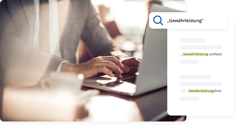 Schnelles Finden des Begriffs "Gewährleistung" dank intelligenter Suche