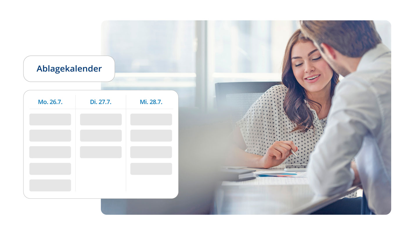 Mitarbeiter nutzen Projektkalender zur fristgerechten Erledigung von Aufgaben