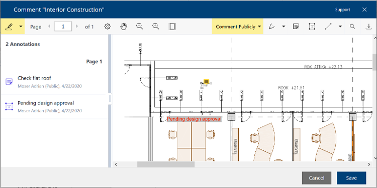 Screenshot Commenting Documents in the Fabasoft Cloud