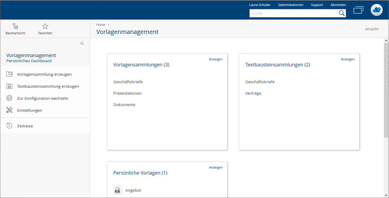 Screenshot Fabasoft Cloud Vorlagenmanagement