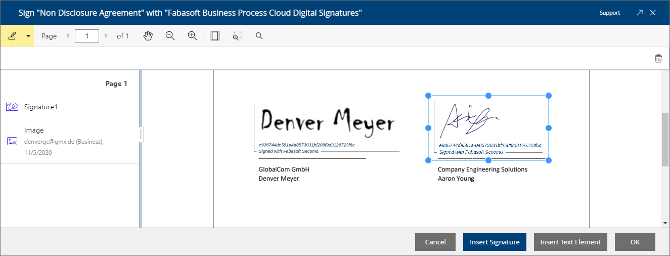 Screenshot digital Signature