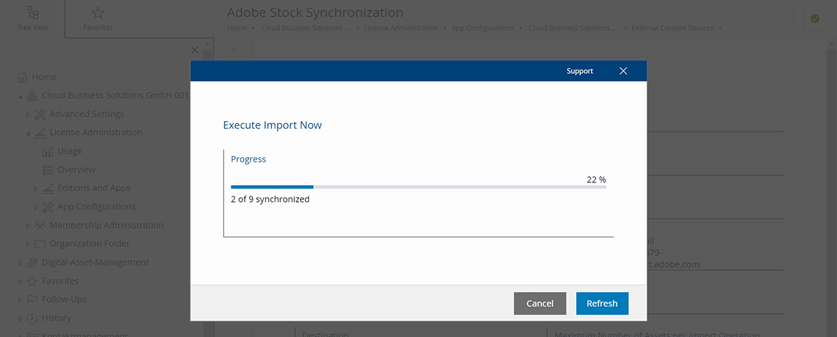 Screenshot Import of Assets