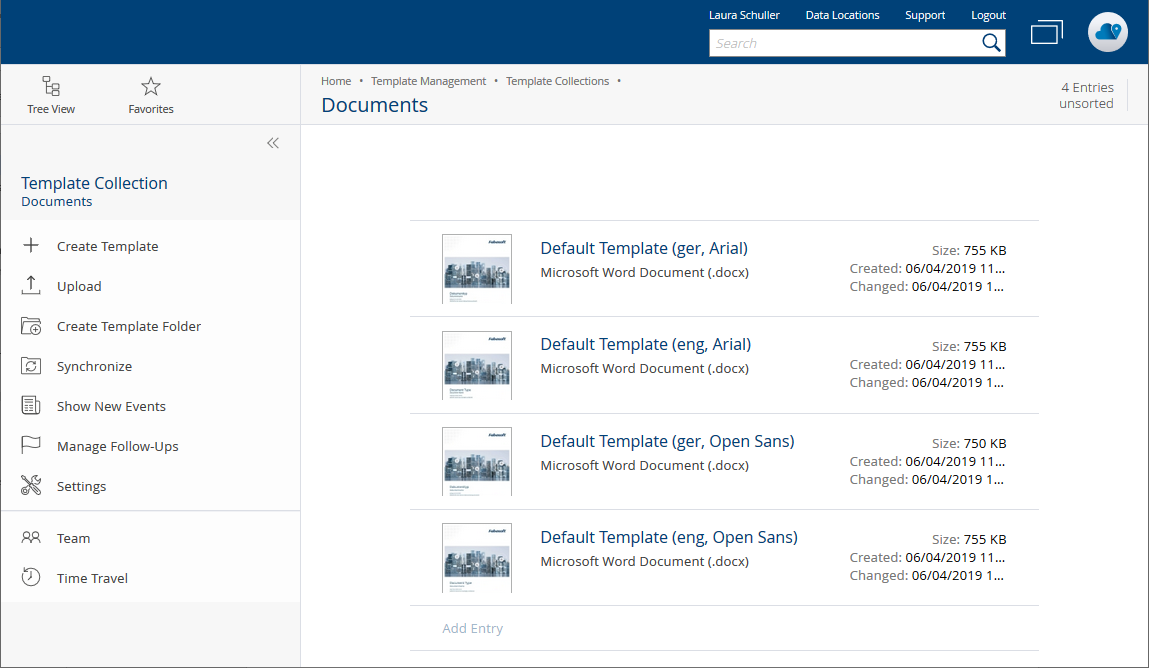 Screenshot Fabasoft Cloud Template Collections