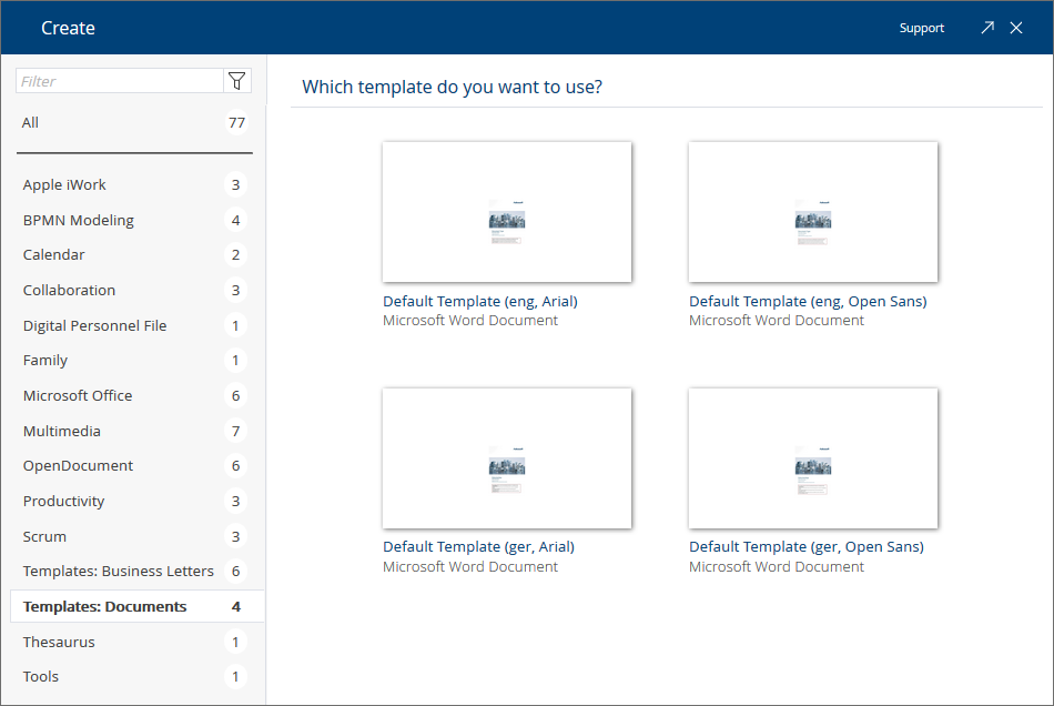 Screenshot Fabasoft Cloud Using Templates