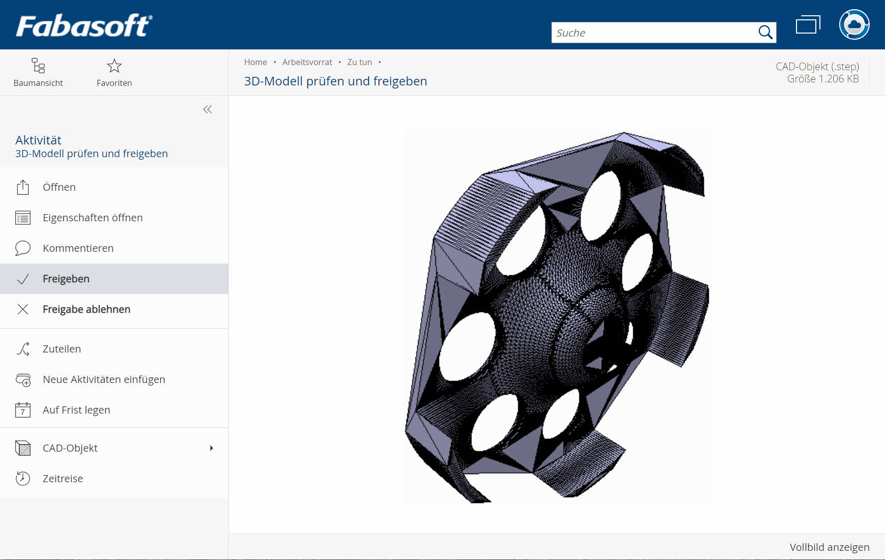 3D-Modell nach Qualitätskontrolle freigeben