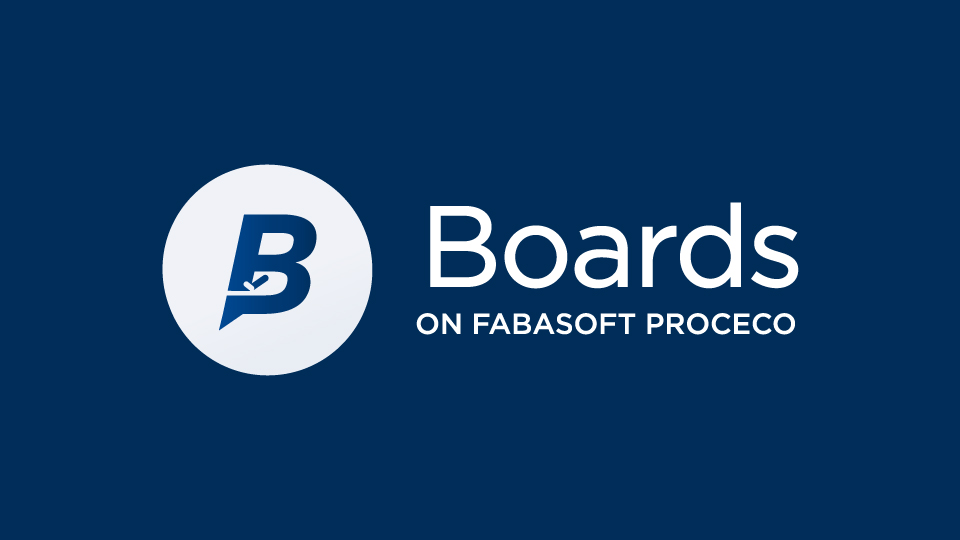 Logo von Boards on Fabasoft PROCECO auf dunklem Hintergrund