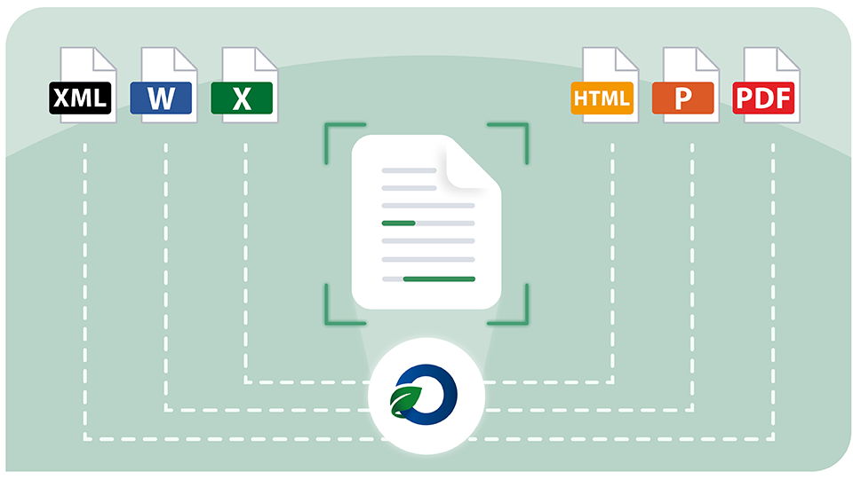 Icons von XML-. Word-, Excel-, HTML-, Power-Point- und PDF-Dokumenten