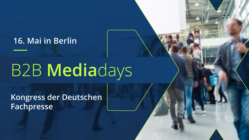 B2B Mediadays_Personen auf Messe im Xpublisher Logo