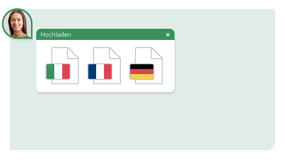 Italienische Flagge, französische Flagge und deutsche Flagge