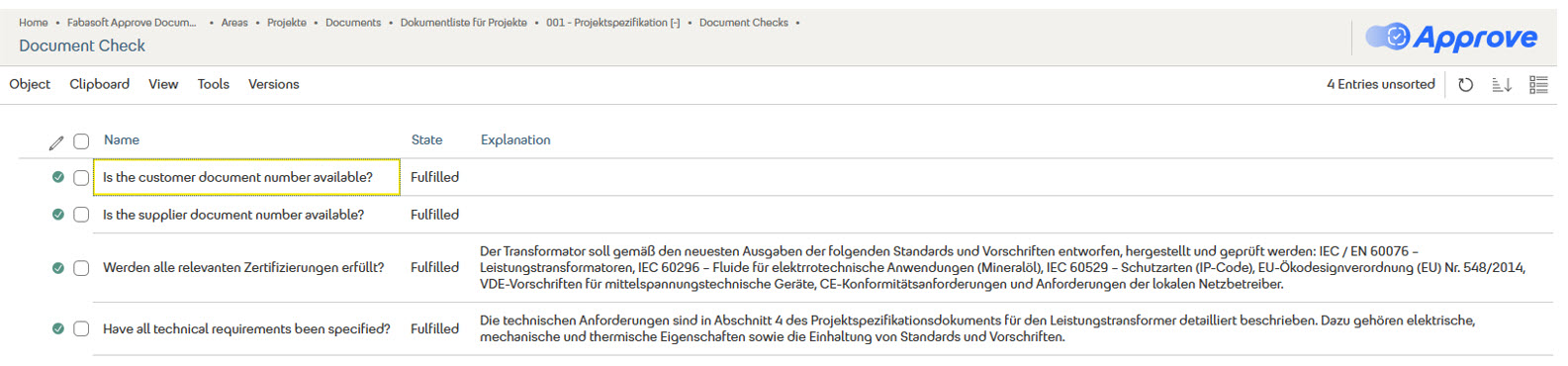 Presentation of AI test results including explanations