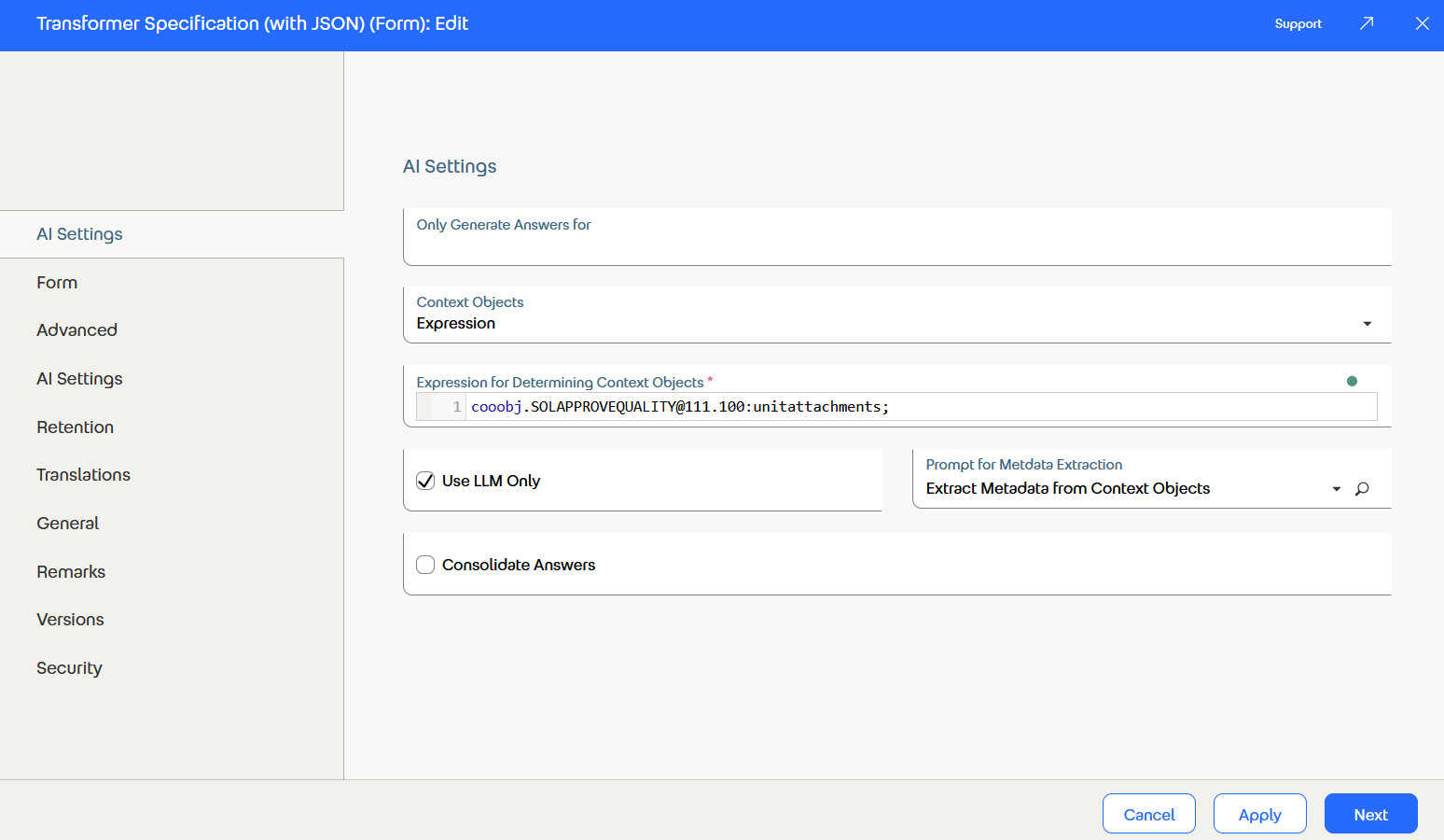 AI Form for Work Objects