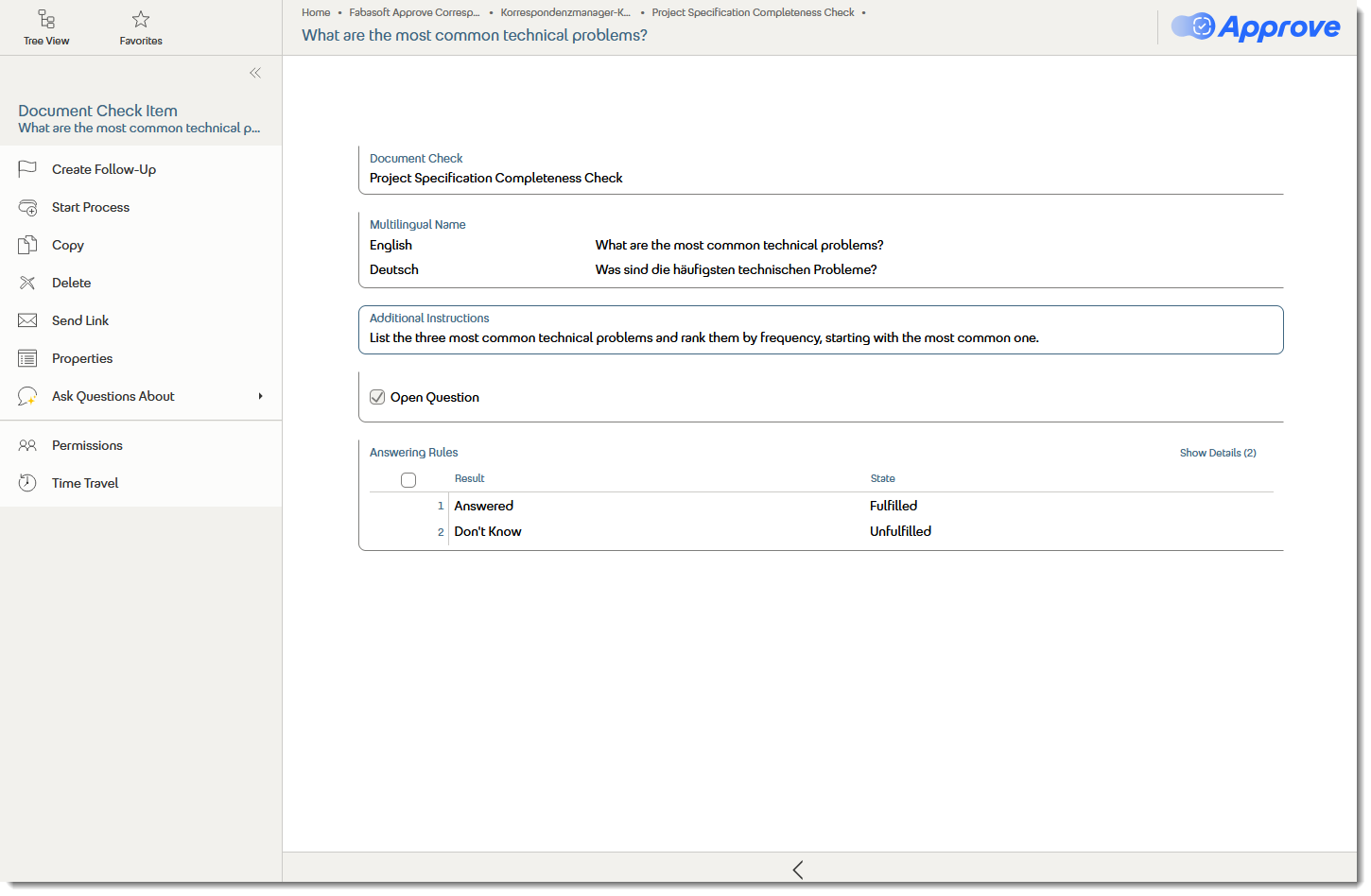 Open-ended question for more flexible document review
