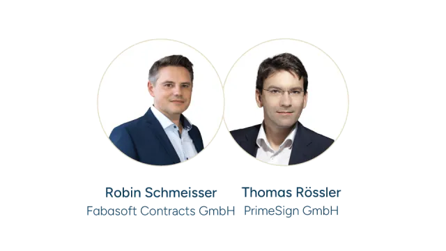 Robin Schmeisser - Geschäftsführer Fabasoft Contracts GmbH und Thomas Rössler
